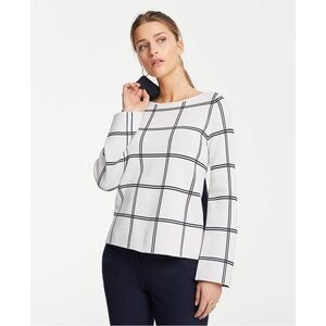 Ann Taylor Loft Windowpane Crew Neck Sweater